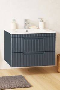 Set Baza front MDF si Lavoar seria 033, suspendata, cu sertare, montat, 70 cm, antracit - 1