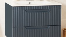 Set Baza front MDF si Lavoar seria 033, suspendata, cu sertare, montat, 70 cm, antracit