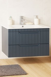 Set Baza front MDF si Lavoar seria 033, suspendata, cu sertare, montat, 80 cm, antracit - 1