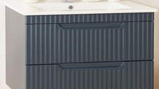 Set Baza front MDF si Lavoar seria 033, suspendata, cu sertare, montat, 80 cm, antracit