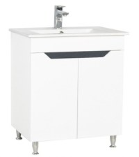 Set Baza front MDF si Lavoar seria 056, 70 cm, alb + antracit - 1
