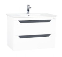 Set Baza front MDF si Lavoar, seria 056, 70 cm, suspendata cu sertare, alb antracit - 1