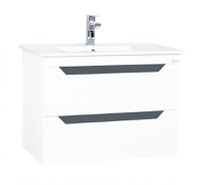 Set Baza front MDF si Lavoar, seria 056, 70 cm, suspendata cu sertare, alb antracit - 1