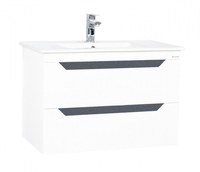 Set Baza front MDF si Lavoar, seria 056, 80 cm, suspendata cu sertare, alb antracit - 1