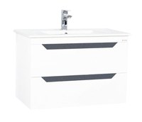 Set Baza front MDF si Lavoar, seria 056, 80 cm, suspendata cu sertare, alb antracit - 1