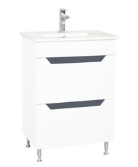 Set Baza front MDF si Lavoar seria 056, cu sertare, 60 cm, alb + antracit - 1