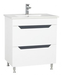 Set Baza front MDF si Lavoar seria 056, cu sertare, 70 cm, alb + antracit - 1