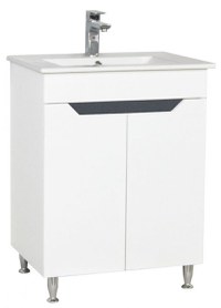Set Baza front MDF si Lavoar seria 056, montat, 60 cm, alb + antracit - 1