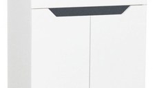Set Baza front MDF si Lavoar seria 056, montat, 60 cm, alb + antracit