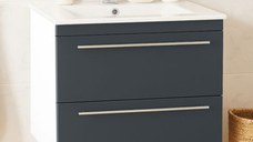 Set Baza front MDF si Lavoar seria 066, suspendata cu sertare, 60 cm, antracit