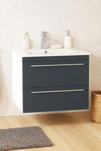 Set Baza front MDF si Lavoar seria 066, suspendata cu sertare, 60 cm, antracit - 1