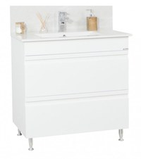 Set Baza front MDF si Lavoar seria 086, cu sertare, 80 cm, alb - 1