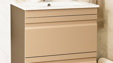 Set Baza front MDF si Lavoar seria 086, cu sertare, montat, 60 cm, cappuccino