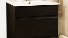 Set Baza front MDF si Lavoar seria 086, cu sertare, montat, 60 cm, negru