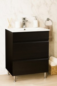 Set Baza front MDF si Lavoar seria 086, cu sertare, montat, 60 cm, negru - 1