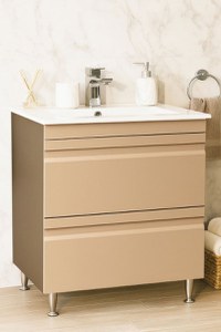 Set Baza front MDF si Lavoar seria 086, cu sertare, montat, 70 cm, cappuccino - 1