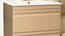 Set Baza front MDF si Lavoar seria 086, cu sertare, montat, 70 cm, cappuccino