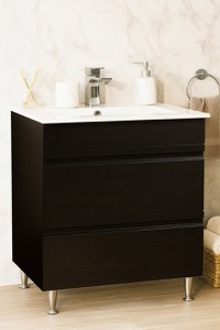 Set Baza front MDF si Lavoar seria 086, cu sertare, montat, 70 cm, negru - 1