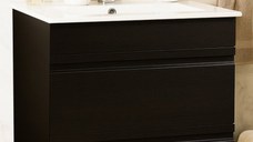 Set Baza front MDF si Lavoar seria 086, cu sertare, montat, 70 cm, negru