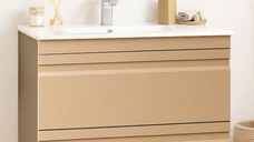 Set Baza front MDF si Lavoar seria 086, cu sertare, montat, 80 cm, cappuccino