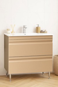 Set Baza front MDF si Lavoar seria 086, cu sertare, montat, 80 cm, cappuccino - 1