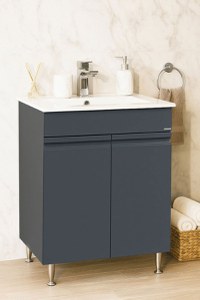 Set Baza front MDF si Lavoar seria 086, montat, 60 cm, antracit - 1