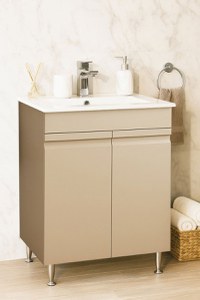 Set Baza front MDF si Lavoar seria 086, montat, 60 cm, cappuccino - 1