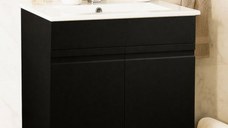 Set Baza front MDF si Lavoar seria 086, montat, 60 cm, negru