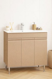 Set Baza front MDF si Lavoar seria 086, montat, 80 cm, cappuccino - 1