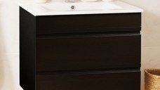 Set Baza front MDF si Lavoar seria 086, suspendata, cu sertare, montat, 60 cm, negru