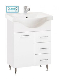 Set Baza front MDF si Lavoar seria 153, cu sertare, 55 cm, alb - 1