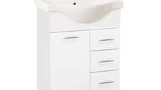 Set Baza front MDF si Lavoar seria 153, cu sertare, 55 cm, alb