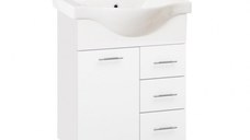Set Baza front MDF si Lavoar seria 153, cu sertare, 55 cm, alb