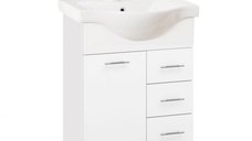 Set Baza front MDF si Lavoar seria 153, cu sertare, 60 cm, alb