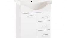 Set Baza front MDF si Lavoar seria 153, cu sertare, 65 cm, alb