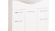 Set Baza front MDF si Lavoar seria 153, cu sertare, 75 cm, alb