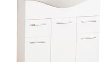 Set Baza front MDF si Lavoar seria 153, cu sertare, 75 cm, alb