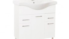 Set Baza front MDF si Lavoar seria 153, cu sertare, 80 cm, alb