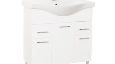 Set Baza front MDF si Lavoar seria 153, cu sertare, 80 cm, alb