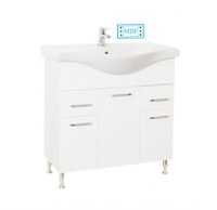 Set Baza front MDF si Lavoar seria 153, cu sertare, montat, 80 cm, alb - 1