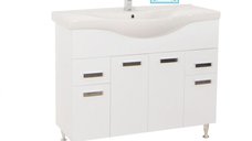 Set Baza front MDF si Lavoar seria 169, cu sertare, 100 cm, alb