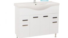 Set Baza front MDF si Lavoar seria 169, cu sertare, 100 cm, alb