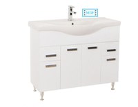 Set Baza front MDF si Lavoar seria 169, cu sertare, 100 cm, alb - 1