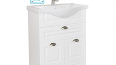Set Baza front MDF si Lavoar seria 172, 60 cm, alb rustic