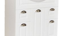 Set Baza front MDF si Lavoar seria 172, cu sertare, 75 cm, alb rustic