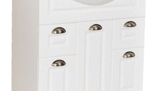 Set Baza front MDF si Lavoar seria 172, cu sertare, 75 cm, alb rustic