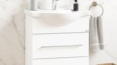 Set Baza front MDF si Lavoar seria 187, cu sertar, 55 cm, alb