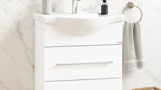Set Baza front MDF si Lavoar seria 187, cu sertar, 55 cm, alb