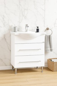 Set Baza front MDF si Lavoar seria 187, cu sertar, 60 cm, alb - 1