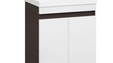 Set Baza front MDF si Lavoar seria 286, 60 cm, alb + wenge